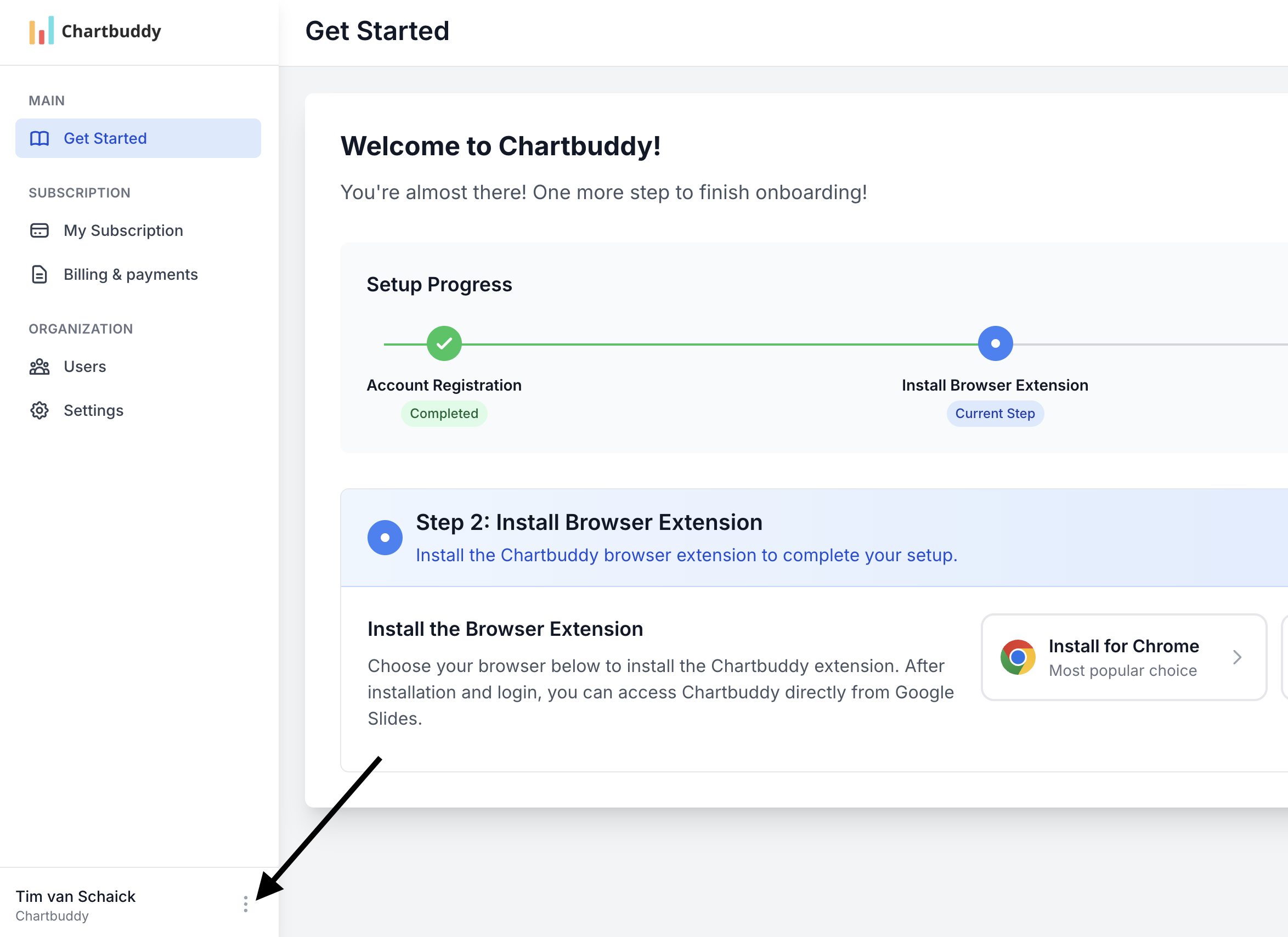 Accessing Profile Settings from sidebar menu